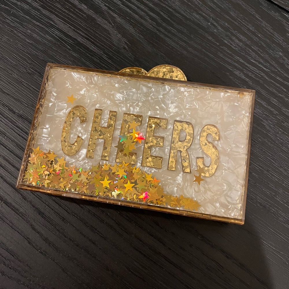 Neiman Marcus Gold and Cream Clutch